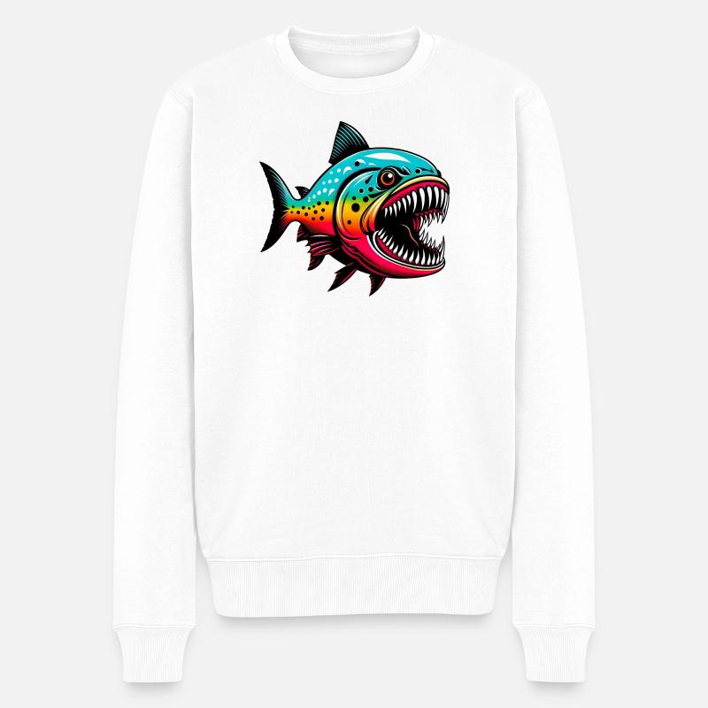 Piranha - Männer Premium Bio Pullover - Weiß