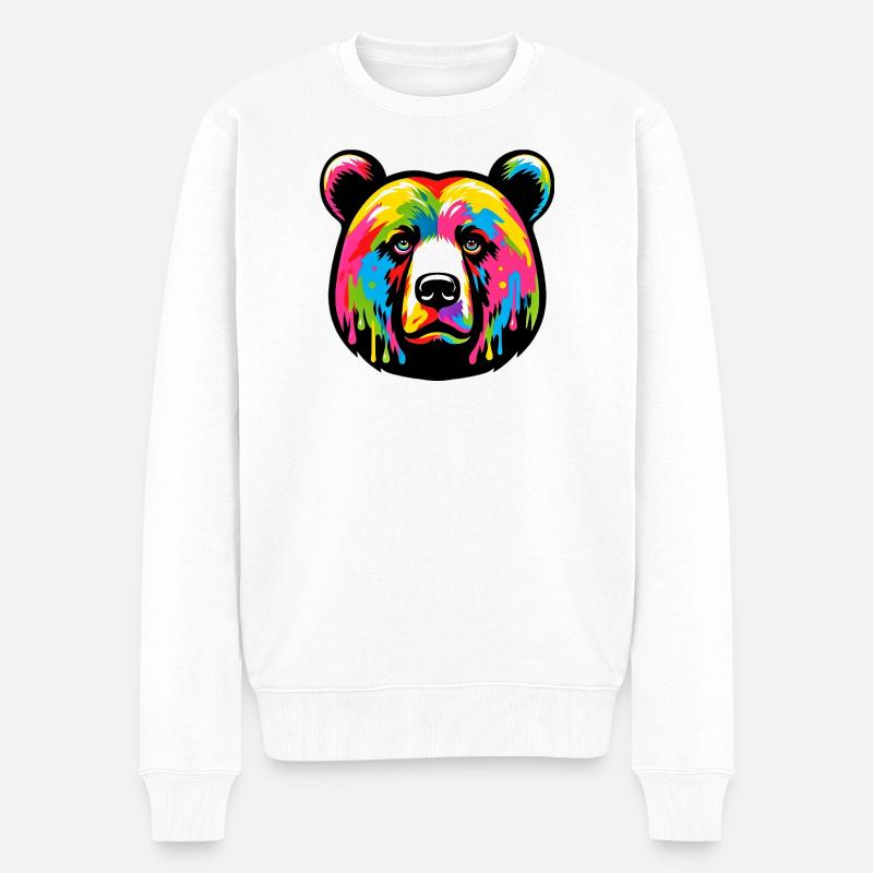 Bär - Männer Premium Bio Pullover - Weiß