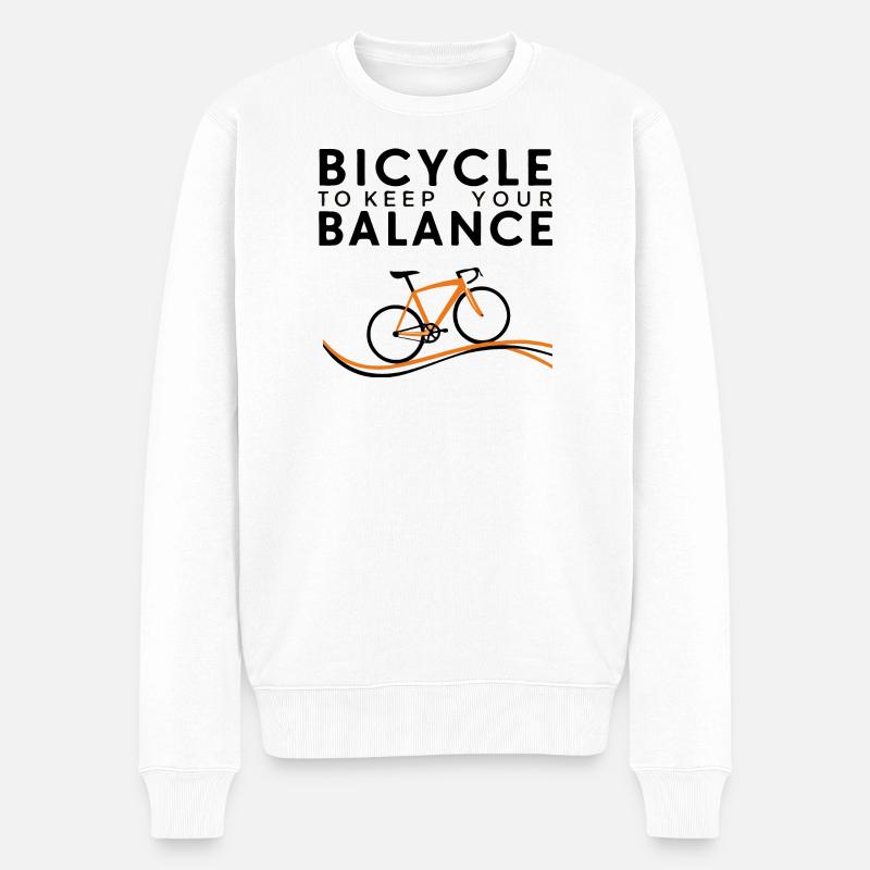Balance und Ride Cycling Design - Männer Premium Bio Pullover - Weiß