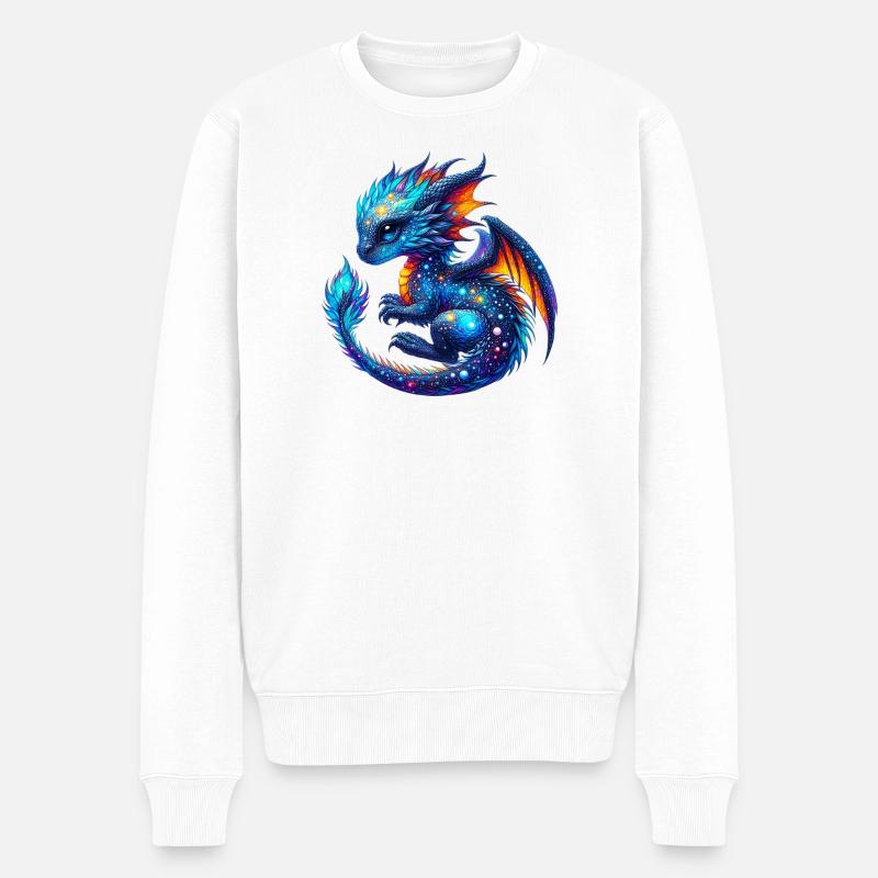 Drache - Männer Premium Bio Pullover - Weiß