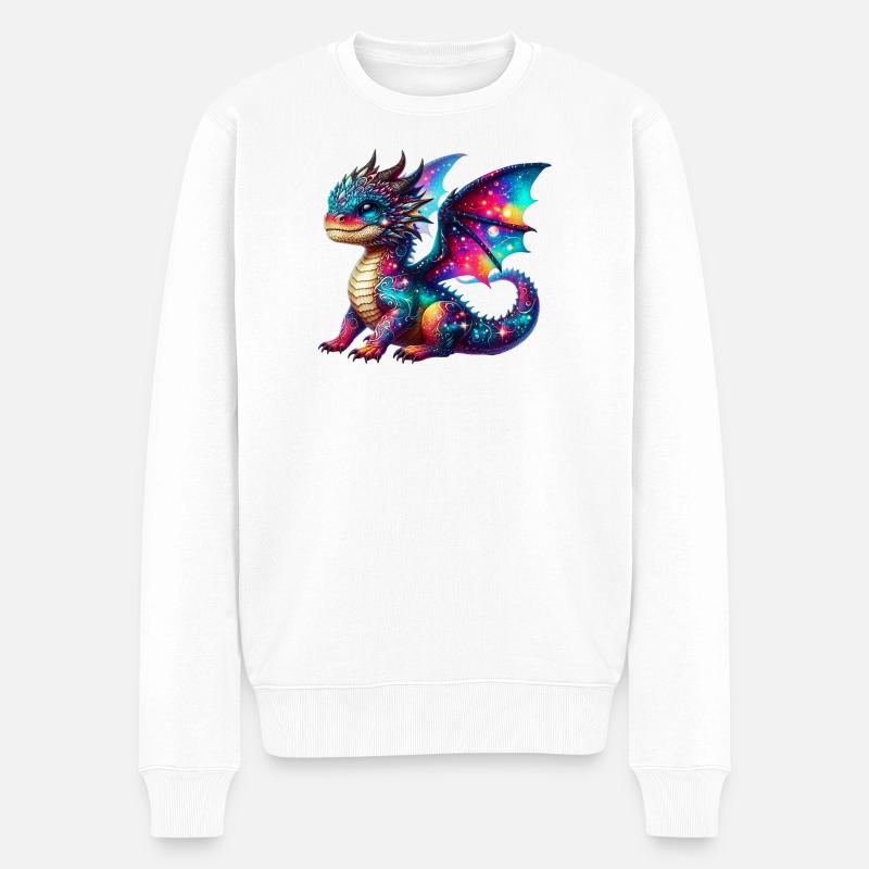 Drache - Männer Premium Bio Pullover - Weiß