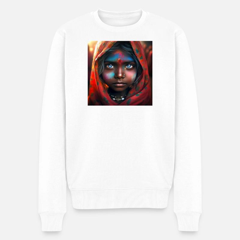 Hinduistisches Kinderporträt - Männer Premium Bio Pullover - Weiß