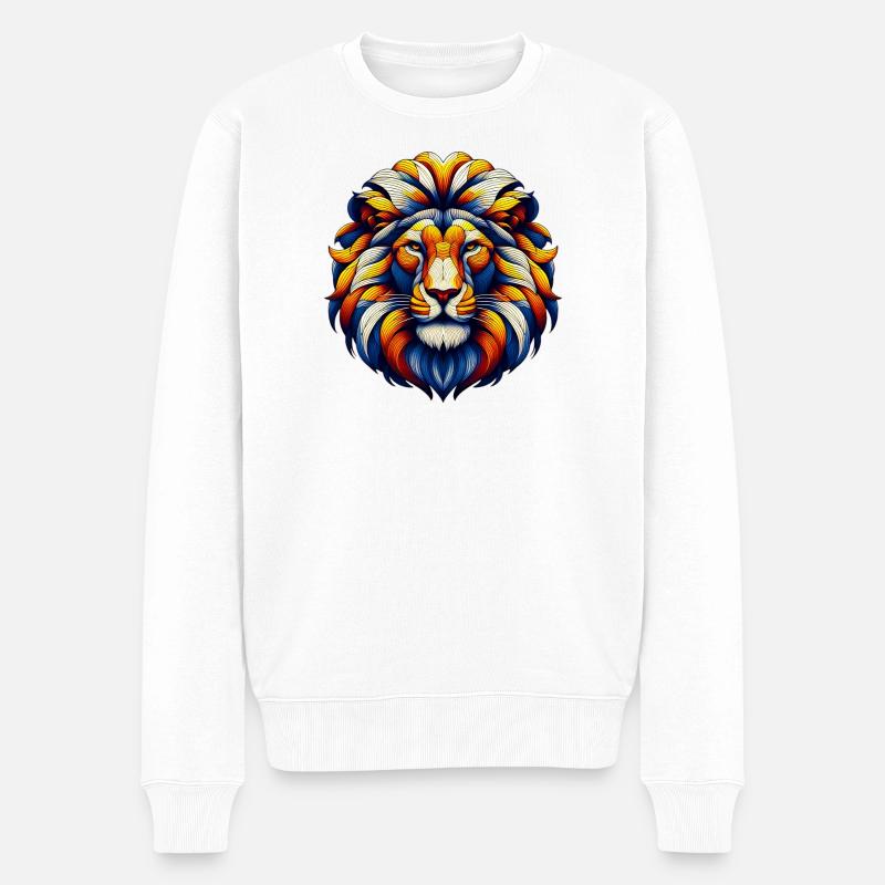 Löwe - Männer Premium Bio Pullover - Weiß