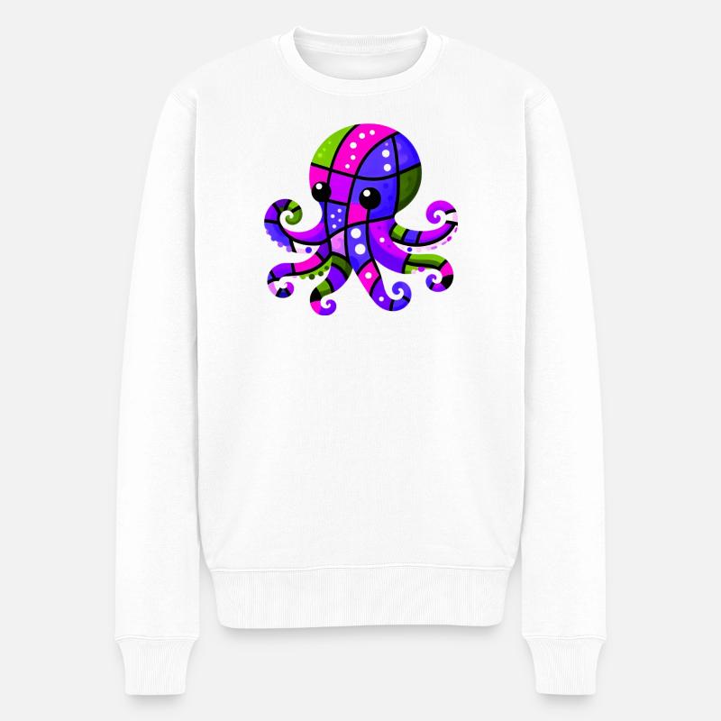 Krake - Männer Premium Bio Pullover - Weiß