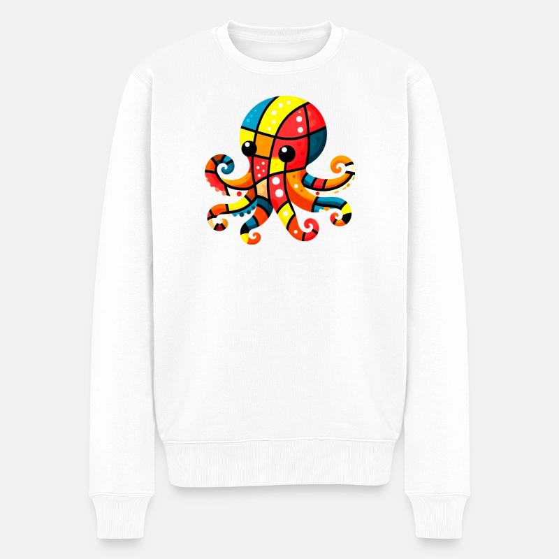 Krake - Männer Premium Bio Pullover - Weiß