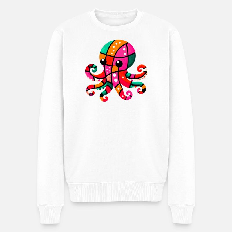 Krake - Männer Premium Bio Pullover - Weiß