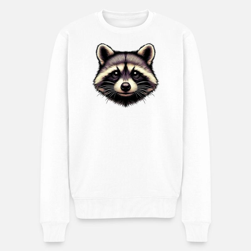 Waschbär - Männer Premium Bio Pullover - Weiß