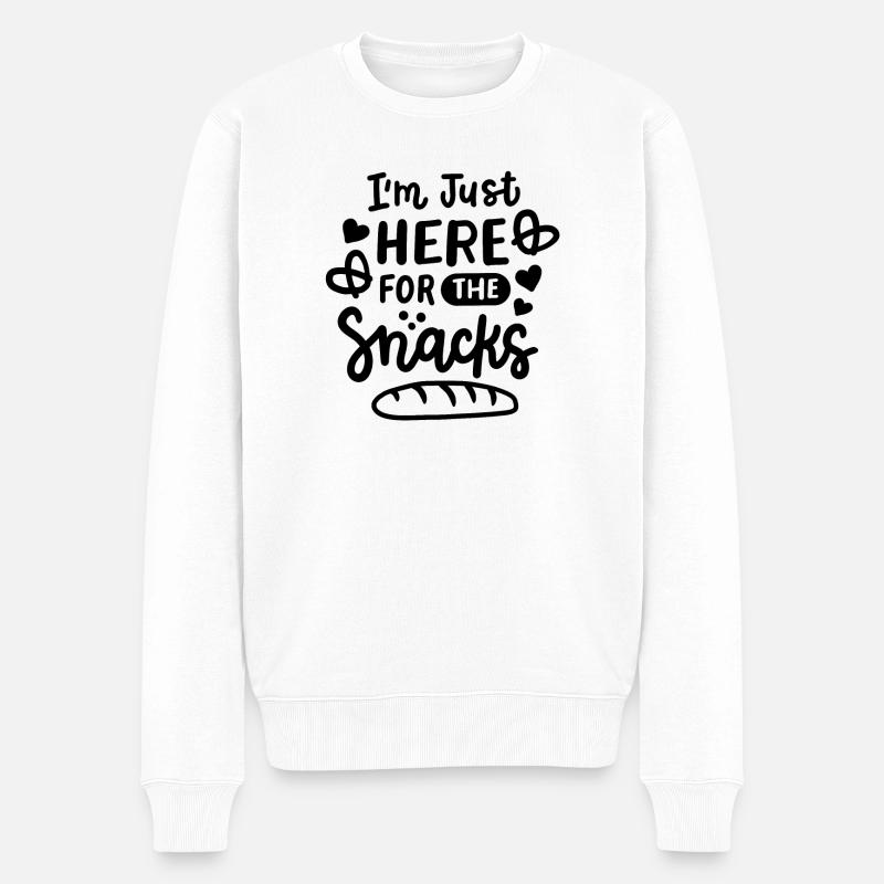 Snacks Lustige Sprüche - Männer Premium Bio Pullover - Weiß