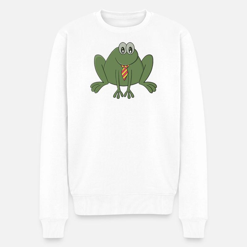 Grenouille avec une cravate - Pull Premium bio Homme - blanc
