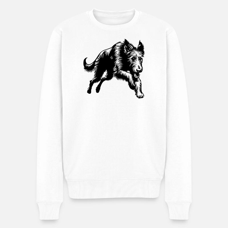 Irish Wolfhound - Männer Premium Bio Pullover - Weiß