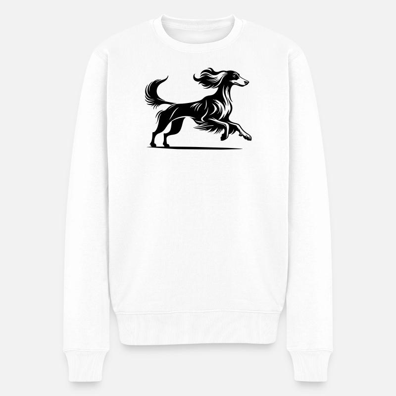 Saluki - Männer Premium Bio Pullover - Weiß