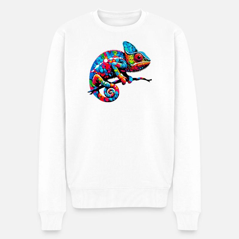 Chamäleon - Männer Premium Bio Pullover - Weiß