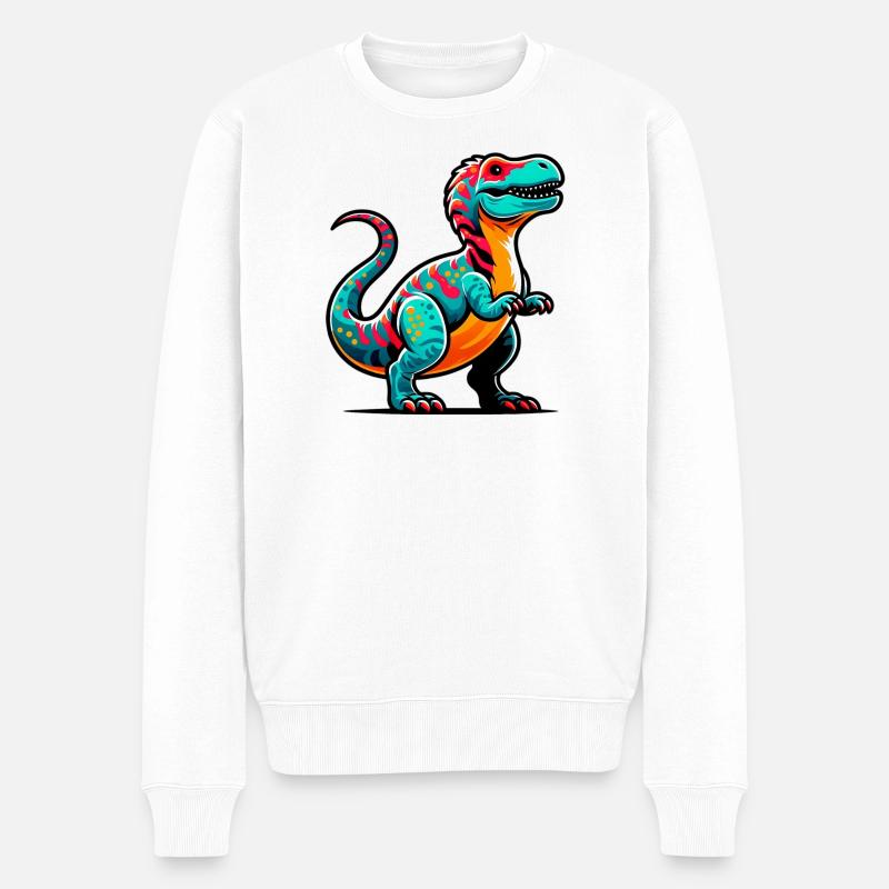 Dinosaurier - Männer Premium Bio Pullover - Weiß