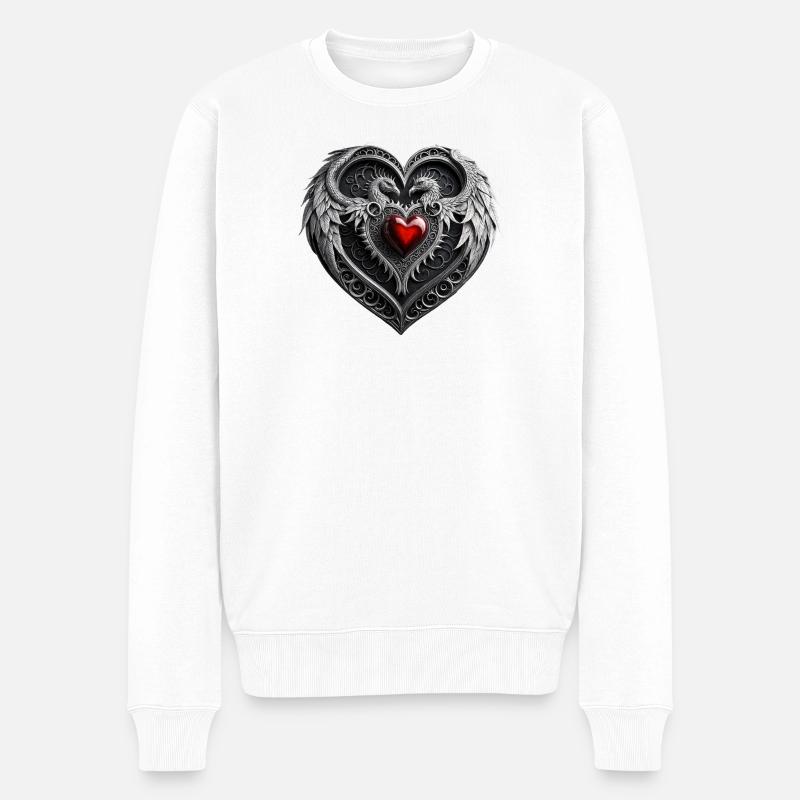Silbernes Herz mit Flügeln. - Männer Premium Bio Pullover - Weiß
