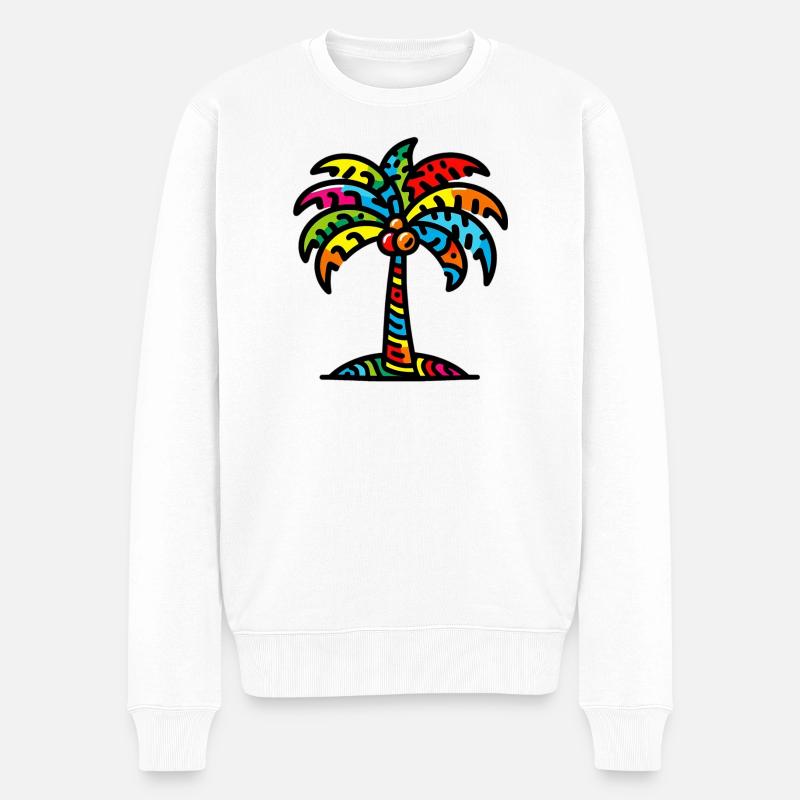 Palme - Männer Premium Bio Pullover - Weiß