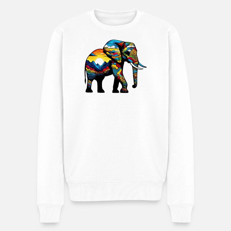 Elefant - Männer Premium Bio Pullover - Weiß