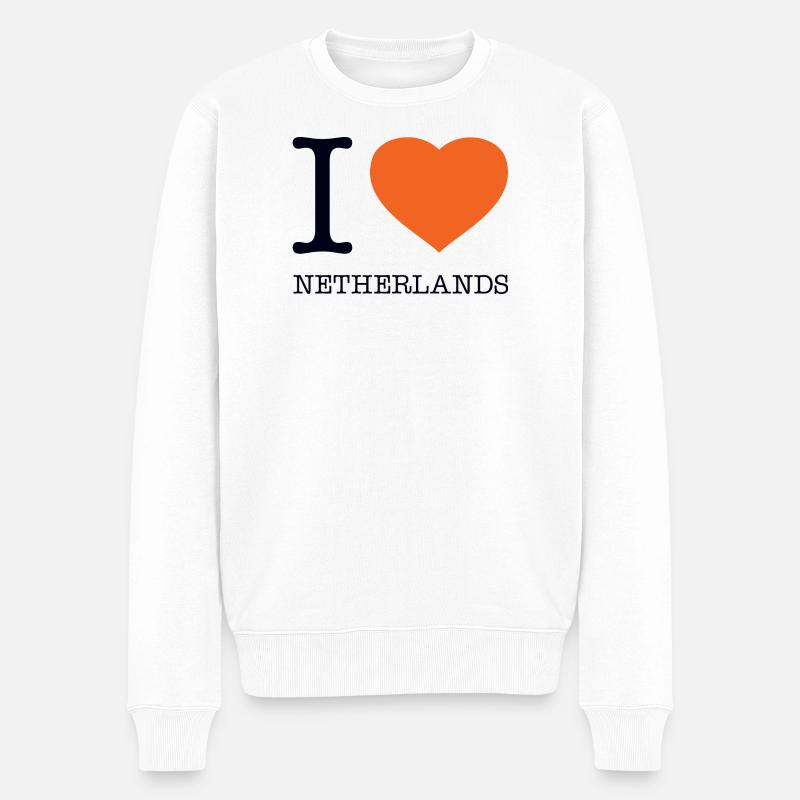 I LOVE NETHERLANDS - Männer Premium Bio Pullover - Weiß