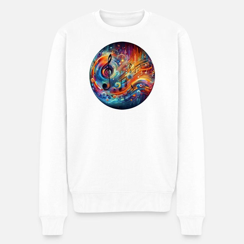Abstrakte Musik-Explosion - Männer Premium Bio Pullover - Weiß