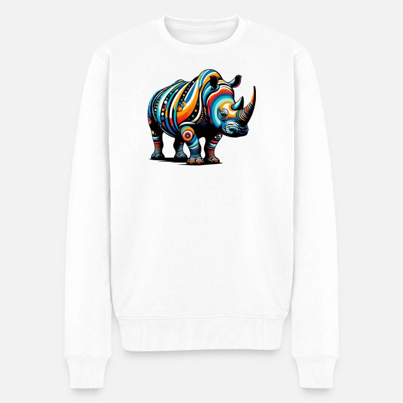 Nashorn - Männer Premium Bio Pullover - Weiß
