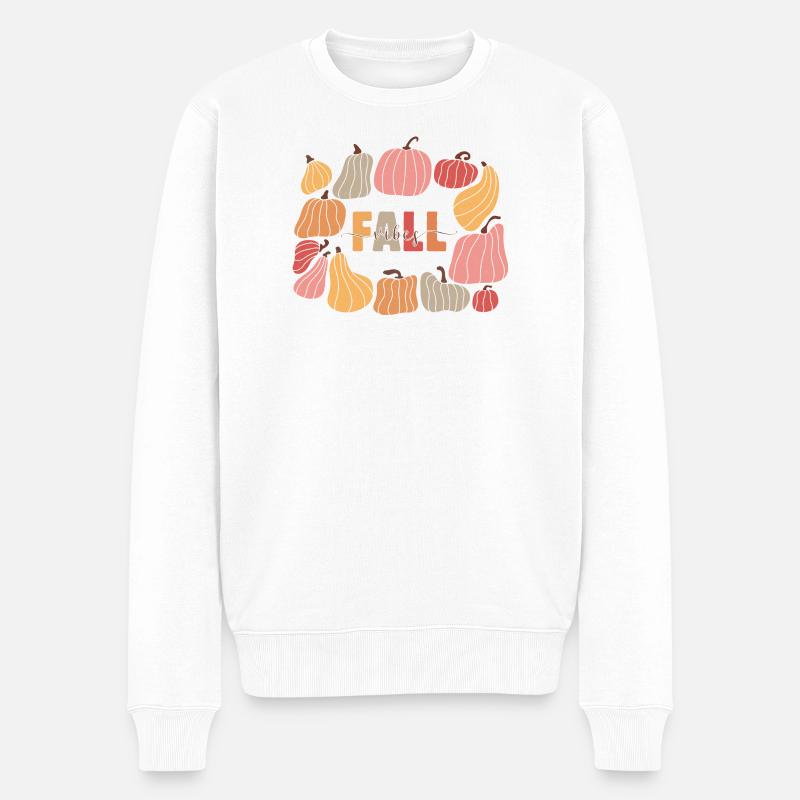 Fall Vibes Citrouilles - Pull Premium bio Homme - blanc
