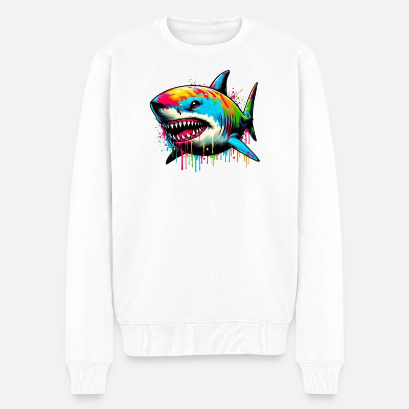 Hai - Männer Premium Bio Pullover - Weiß