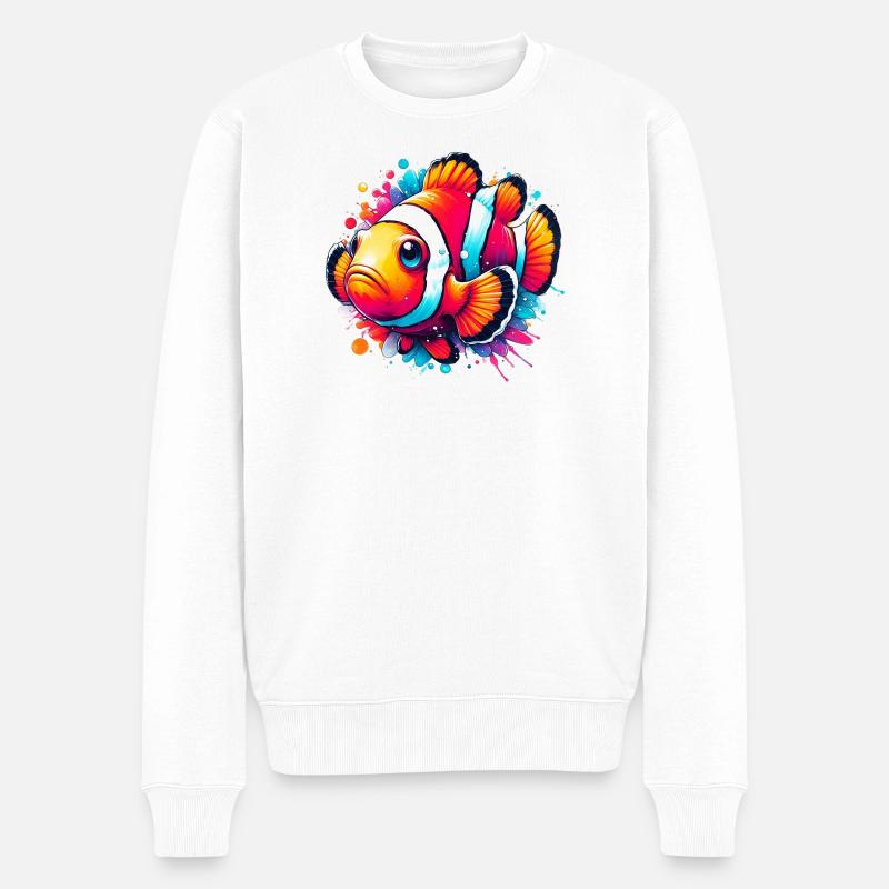 Clownfisch - Männer Premium Bio Pullover - Weiß