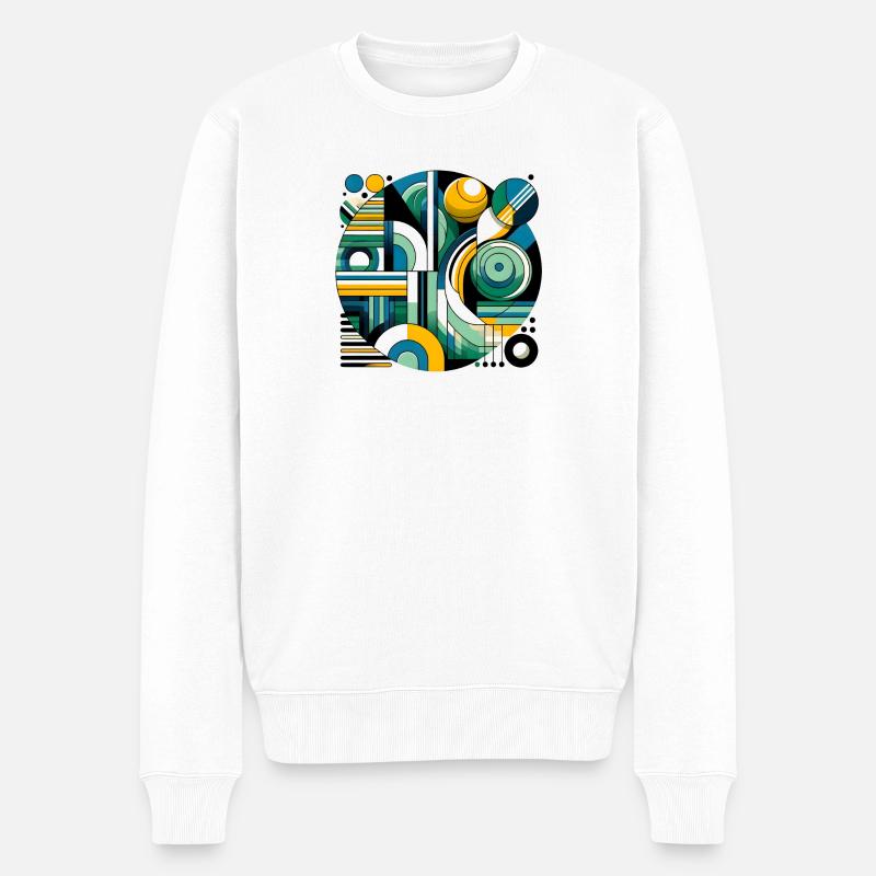 Neon Geometry — Retro Pulse - Männer Premium Bio Pullover - Weiß
