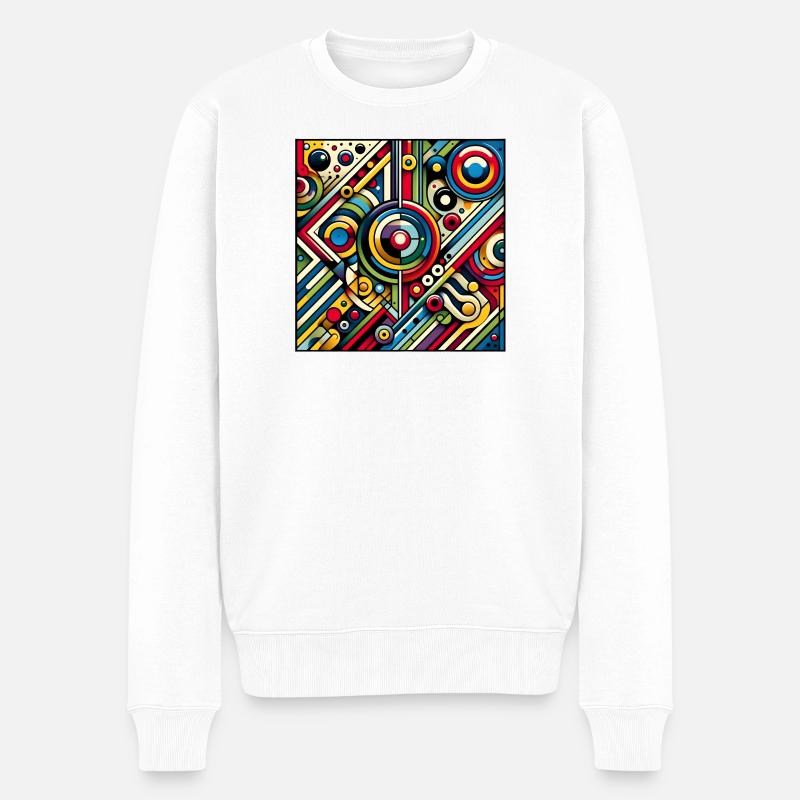 Neon Geometry — Circuit Pop - Männer Premium Bio Pullover - Weiß