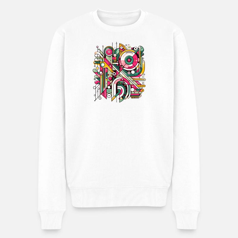 Neon Geometry — Hypergrid - Männer Premium Bio Pullover - Weiß