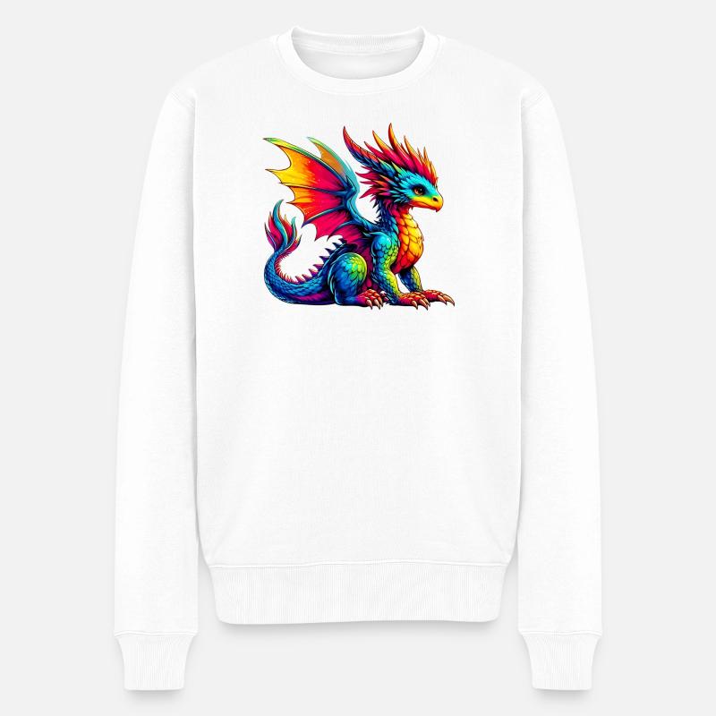Drache - Männer Premium Bio Pullover - Weiß