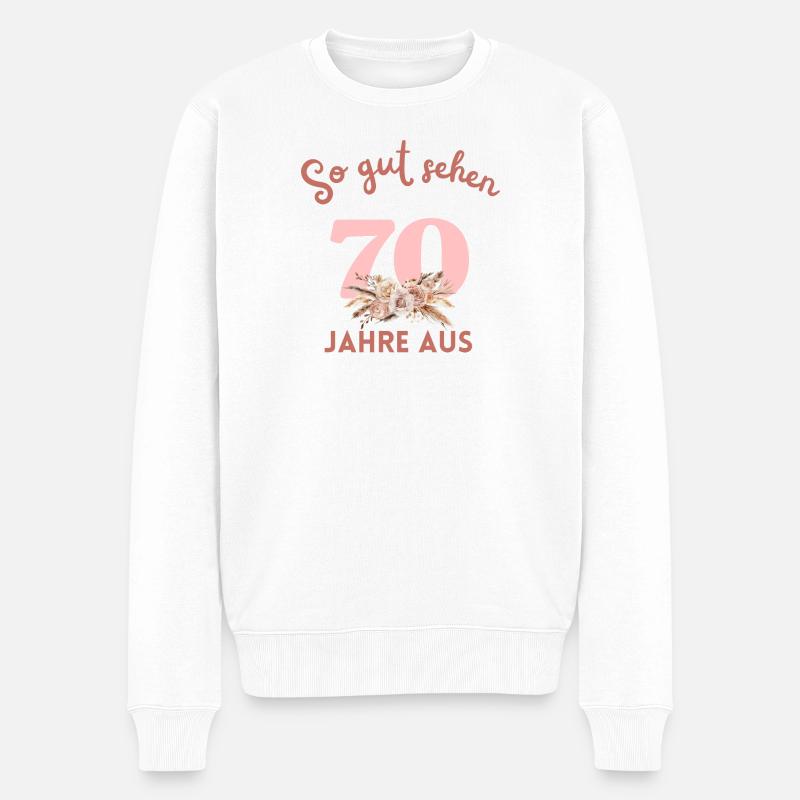So gut sehen 70 Jahre aus! Boho, personalisierbar - Männer Premium Bio Pullover - Weiß