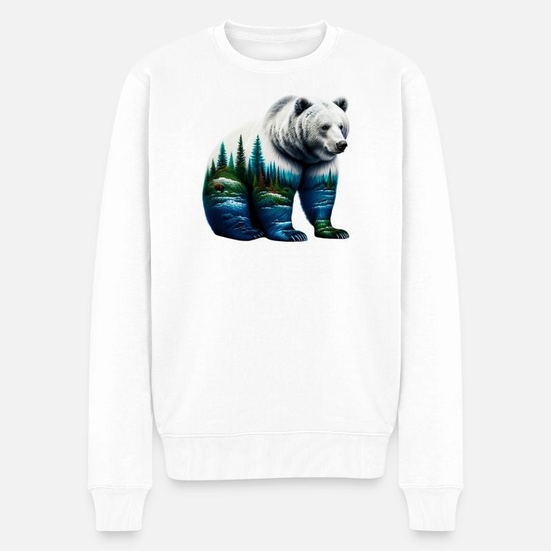 Bär - Männer Premium Bio Pullover - Weiß