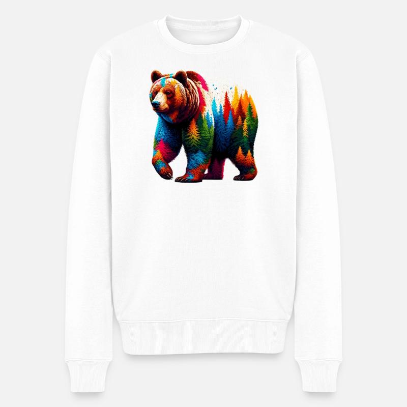 Bär - Männer Premium Bio Pullover - Weiß
