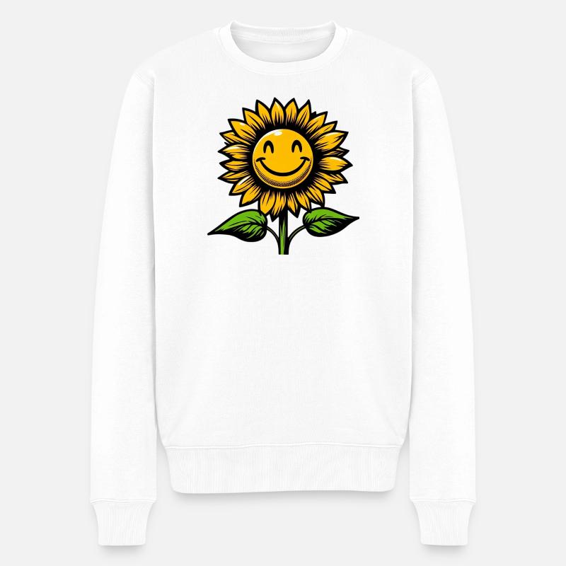 Sonnenblume - Männer Premium Bio Pullover - Weiß