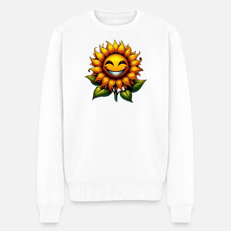 Sonnenblume - Männer Premium Bio Pullover - Weiß