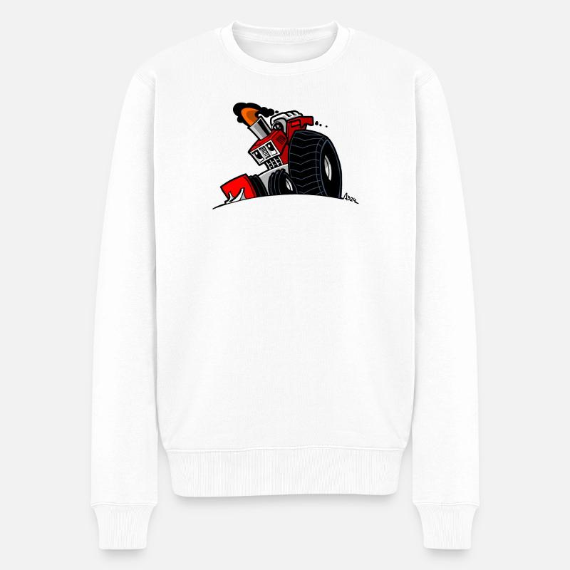 1291 DRAWSMALL ROT - Männer Premium Bio Pullover - Weiß