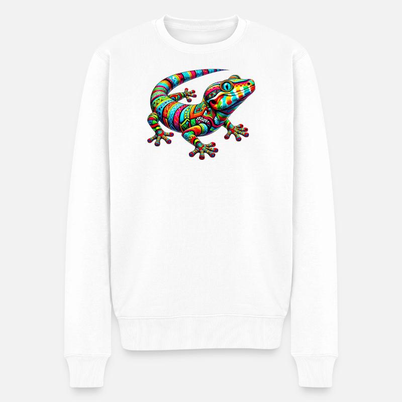 Gecko - Männer Premium Bio Pullover - Weiß