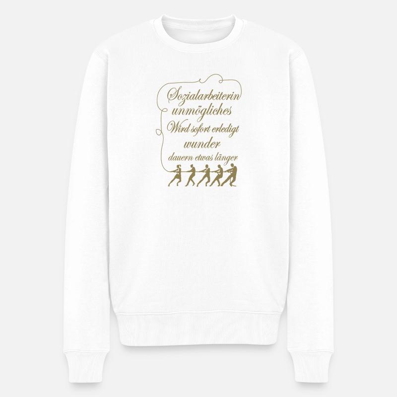 Sozialarbeiterin Unmögliches sofort erledigt - Männer Premium Bio Pullover - Weiß
