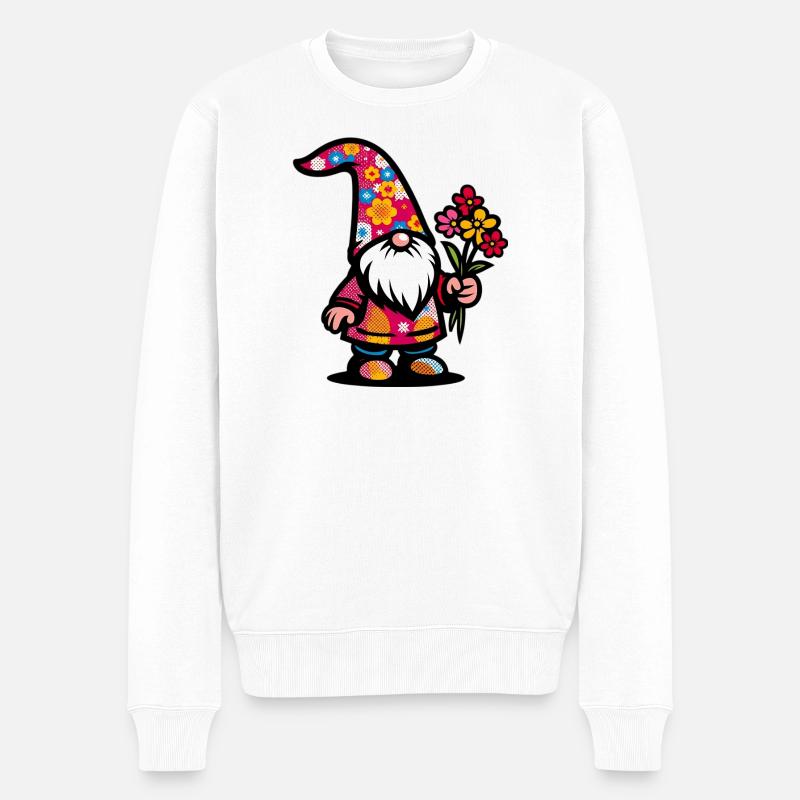 Gnome à fleurs - Pull Premium bio Homme - blanc