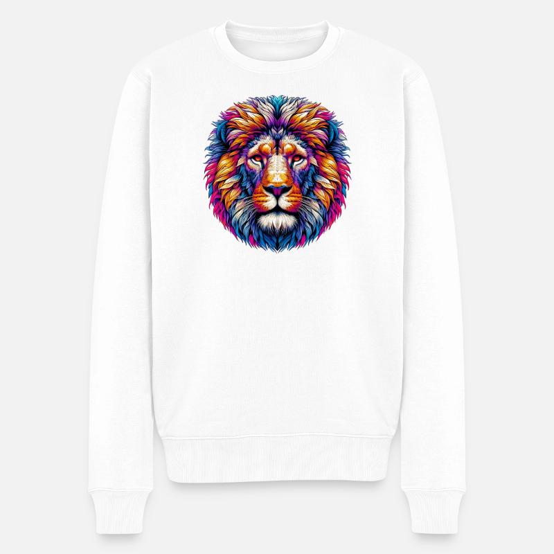 Löwe - Männer Premium Bio Pullover - Weiß