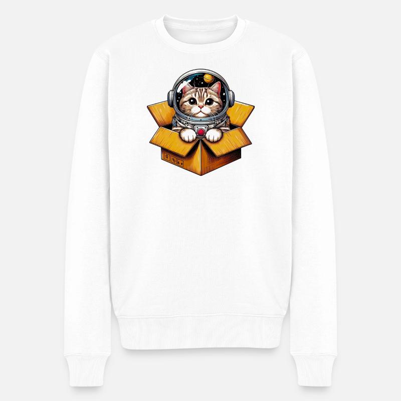 Chat astronaute - Pull Premium bio Homme - blanc