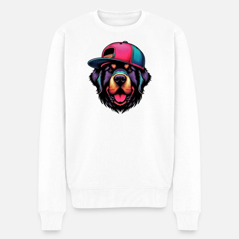 Hund - Männer Premium Bio Pullover - Weiß