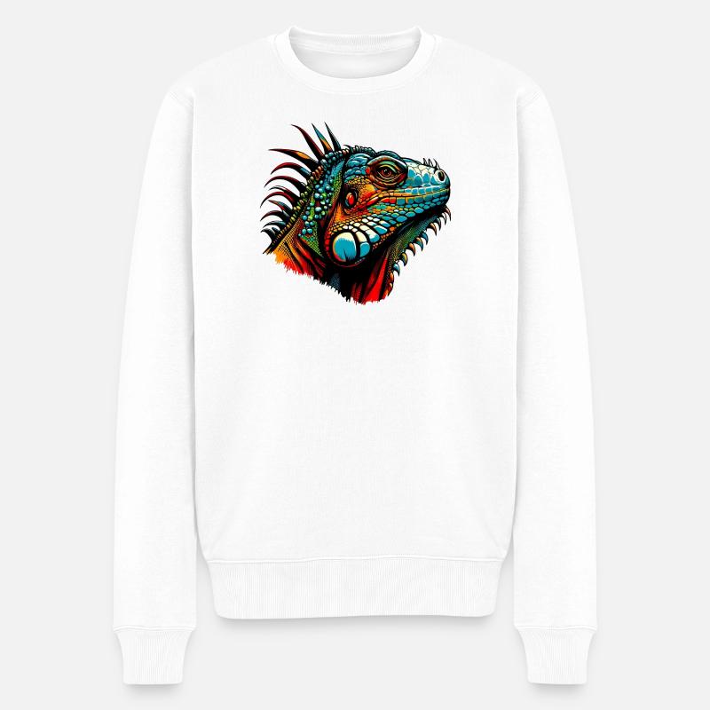 Leguan - Männer Premium Bio Pullover - Weiß