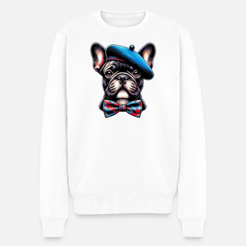 Bouledogue français Chien - Pull Premium bio Homme - blanc