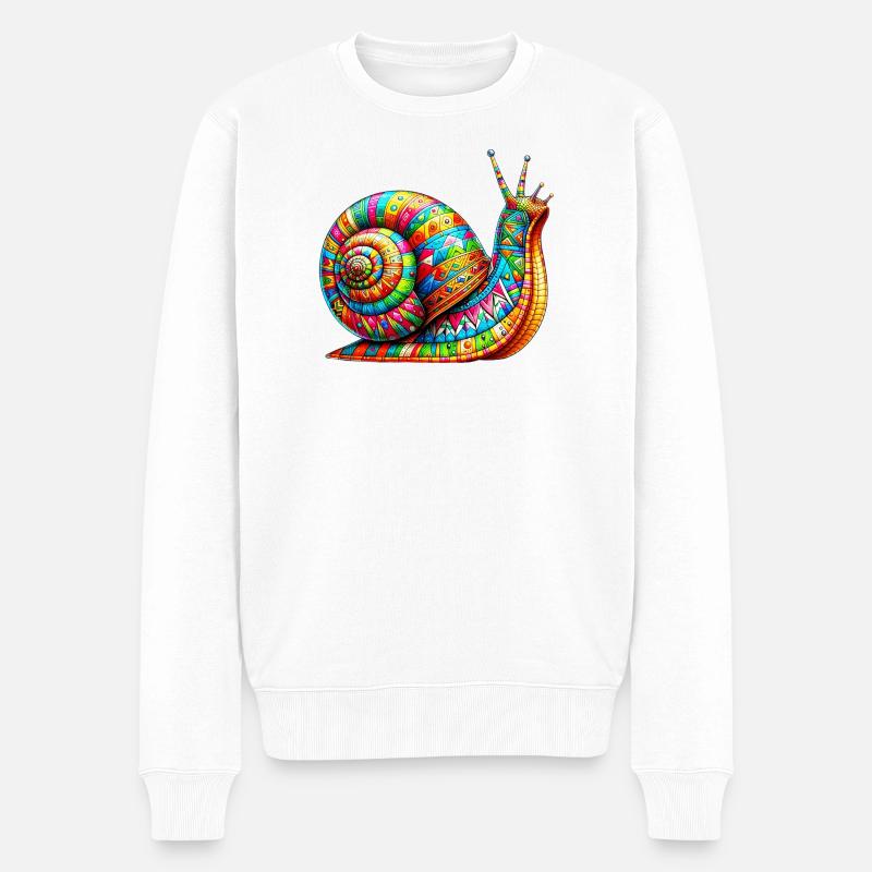 Schnecke - Männer Premium Bio Pullover - Weiß