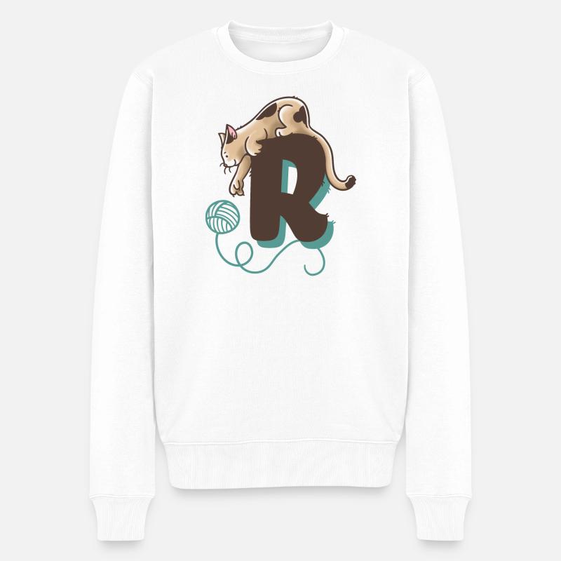 Cat Lettre R - Pull Premium bio Homme - blanc