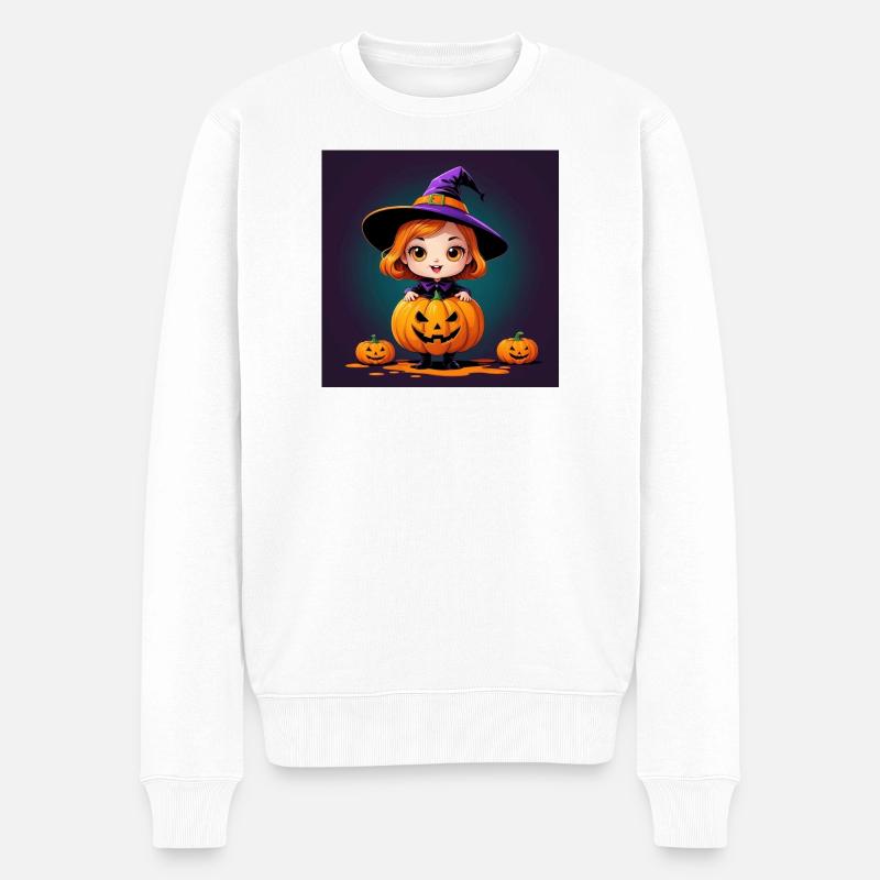Sorcière citrouille d’Halloween - Pull Premium bio Homme - blanc