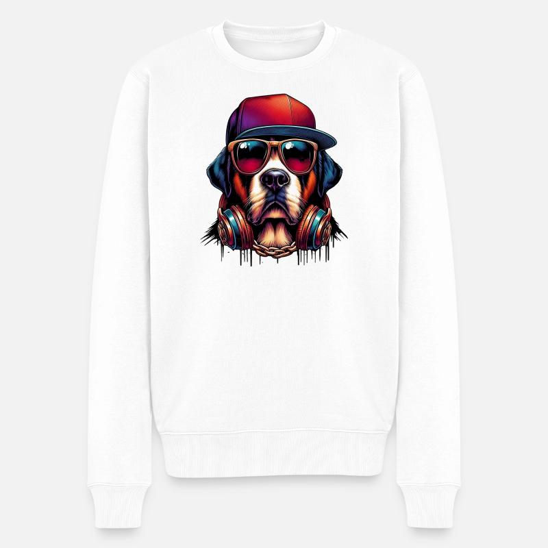 Hund - Männer Premium Bio Pullover - Weiß