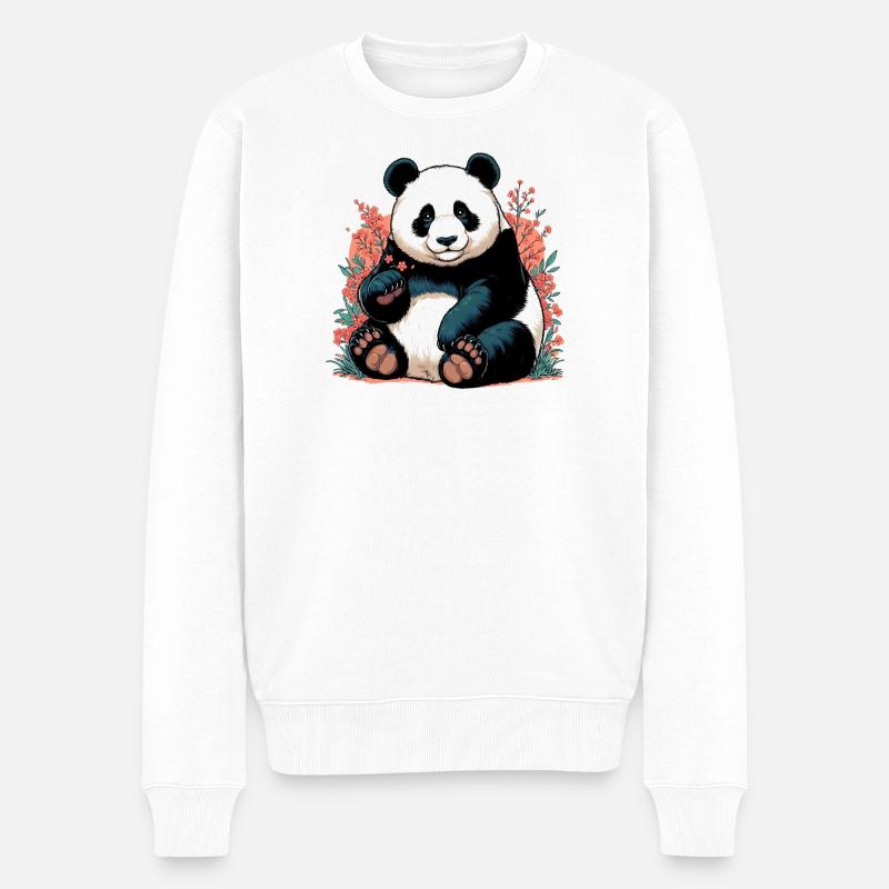 Panda - Männer Premium Bio Pullover - Weiß
