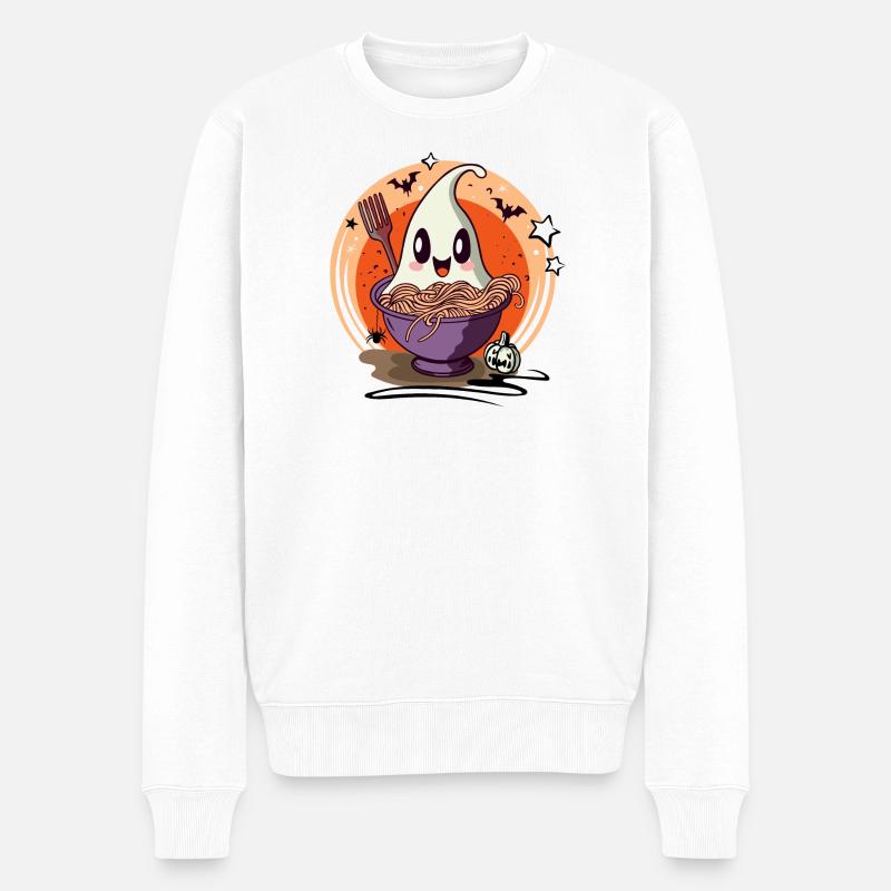 Ramen Geist - Kawaii Halloween Food Design - Männer Premium Bio Pullover - Weiß